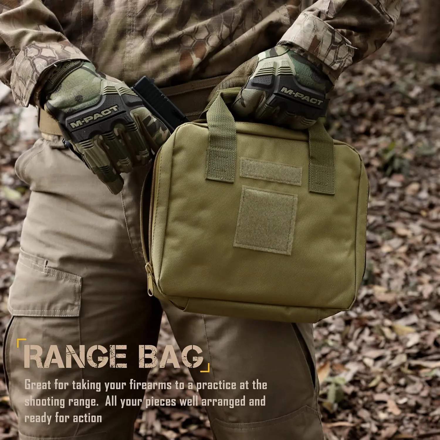 Tactical Pistol Handgun Case Bag, Gun Case Soft Gun Carrying Storage Bag Square Pistol Shooting Range Bag Dual Padded Firearm Case Handgun Pouch