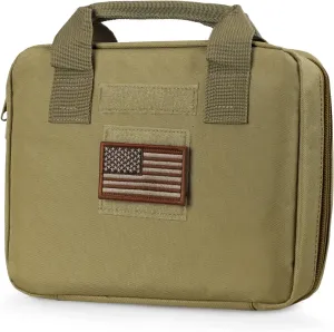 Tactical Pistol Handgun Case Bag, Gun Case Soft Gun Carrying Storage Bag Square Pistol Shooting Range Bag Dual Padded Firearm Case Handgun Pouch