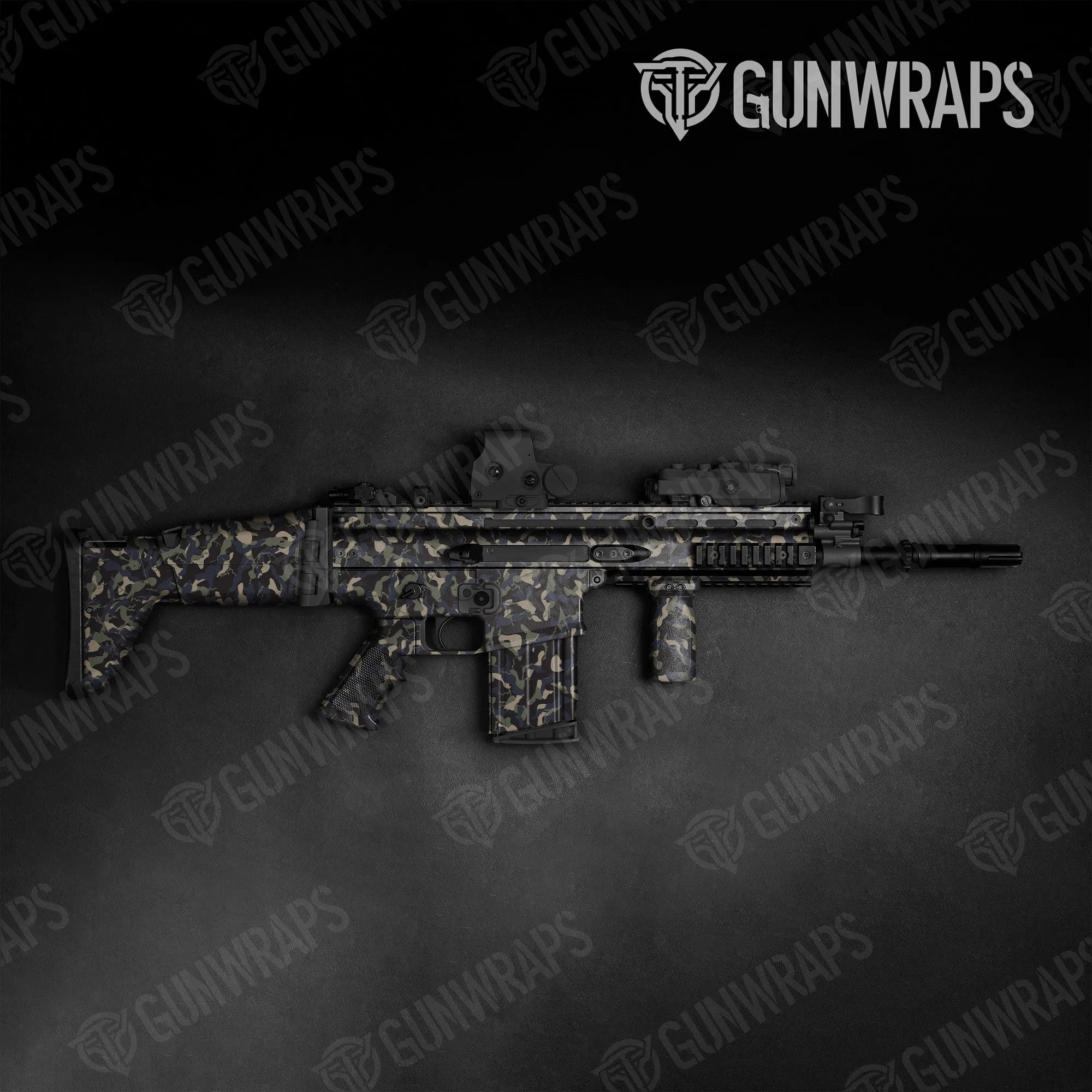 Tactical Ragged Militant Blue Camo Gun Skin Vinyl Wrap