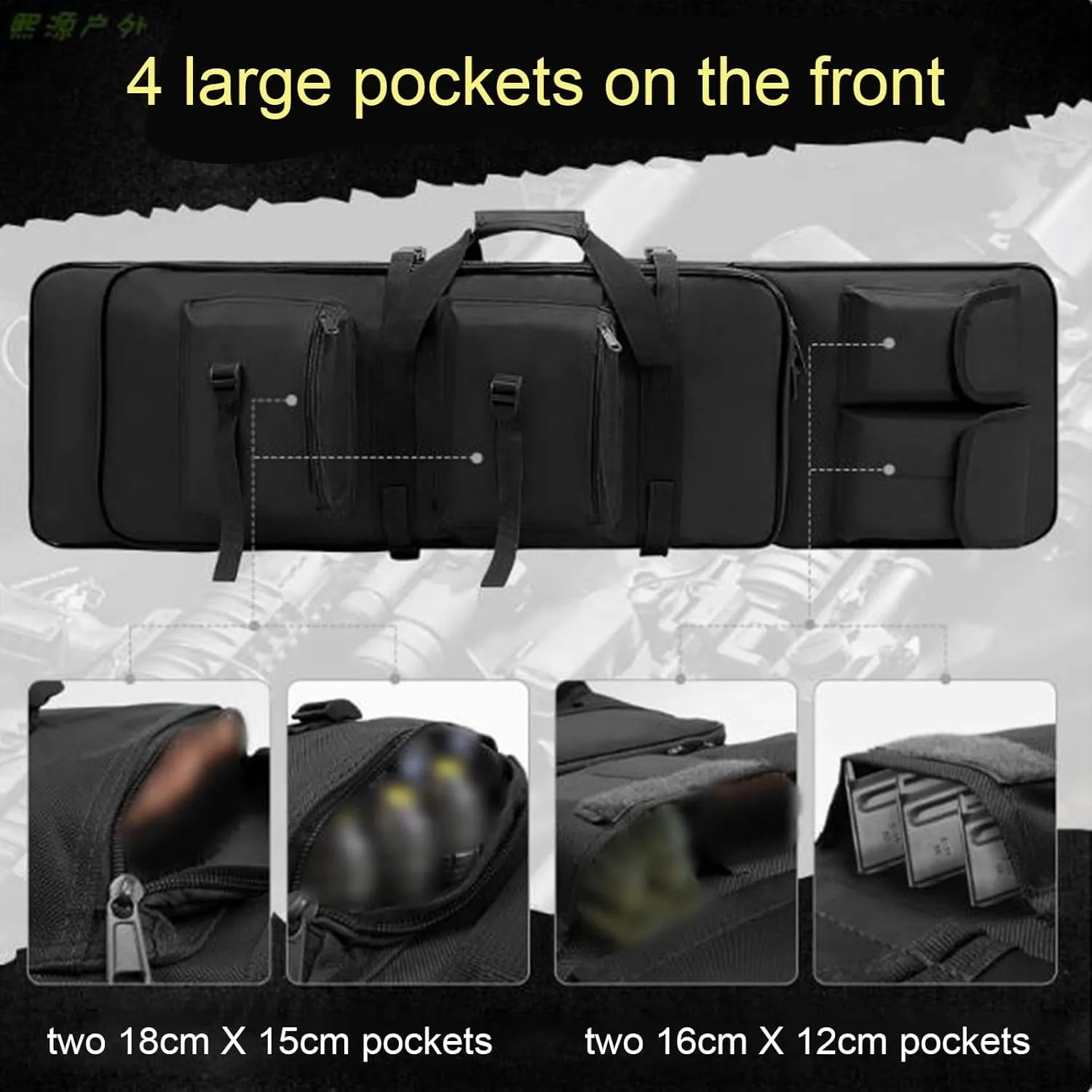 Tactical Rifle Bag Backpack, Soft Double Rifle Bag, Portable Long Rifle Bag, with Lockable Zipper and Backpack Strap, for Firearm Storage and Transportation