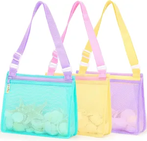 Tagitary Beach Toys Mesh Beach Bags Sand Toys Kids Seashell Bag with Zipper,Outdoor Toys Travel Summer Must Have Accessories for Boys and Girls(Only Bags)