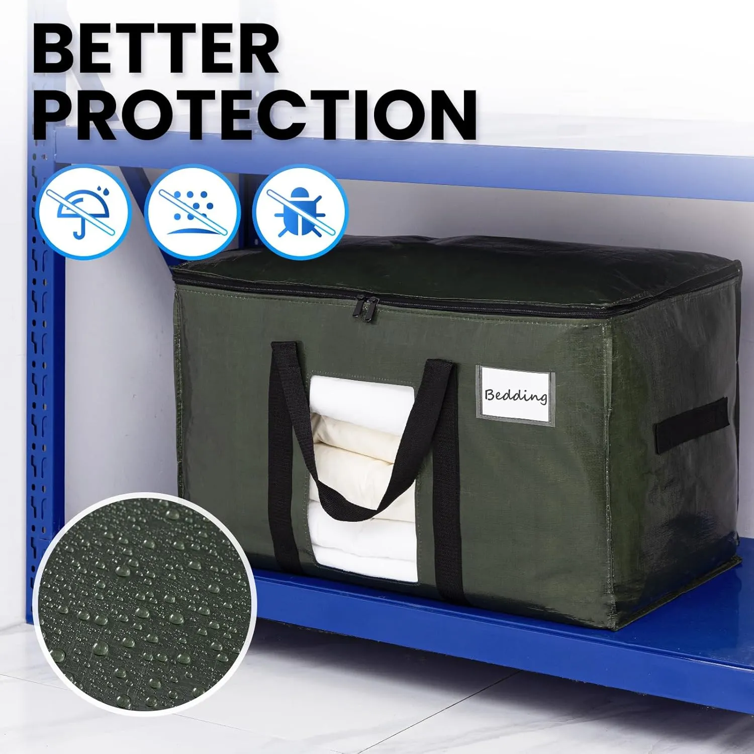 TAILI 4 Pack Green Extra Large Storage Bags, Heavy Duty Totes with Visible Window, Wrap Around Handles, Perfect for Moving