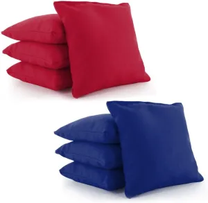 Tailor Spot® All Weather Resistant Cornhole Bean Bags (Set of 8) Set Standard ACA/ACO Regulation Plastic Resin Filled 25  Colors (Red-Royal Blue)