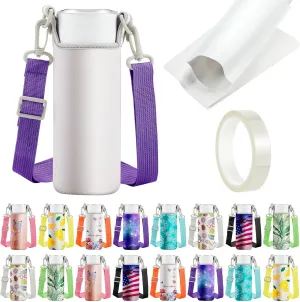 Tanlade 16 Set 26 oz Sublimation Water Bottle Bag Carriers Sublimation Blank Insulated Water Bottle Sleeve Holder 16 Adjustable Strap 16 Shrink Wrap Bags 1 Roll Heat Tape for Men Women Adult