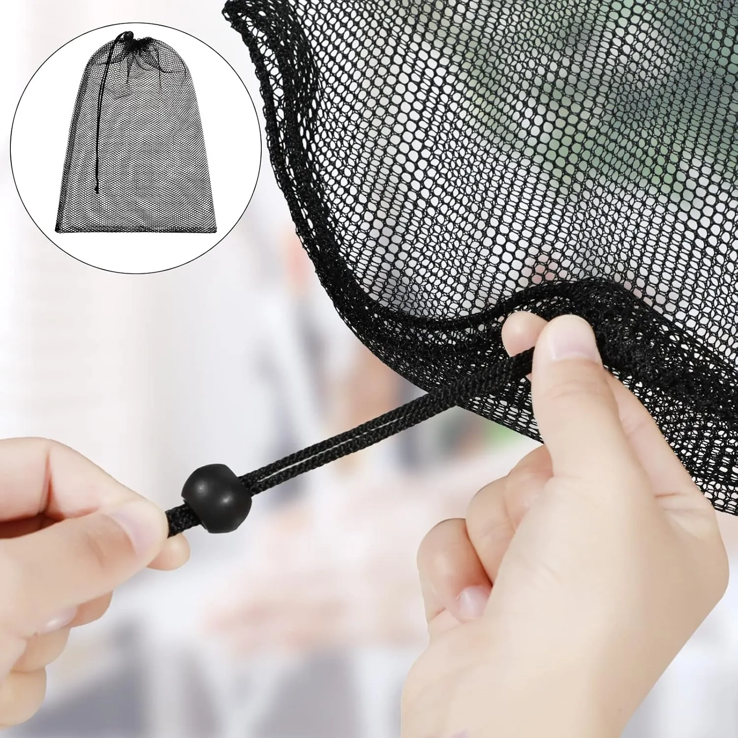 TecUnite 10 Pcs Mesh Bags Drawstring Laundry Bags Large Nylon Mesh Gift Dishwasher Bag with Sliding Drawstring for Kitchen Jewelry Gifts Wedding Favor Home(12 x 16 Inch,Black)