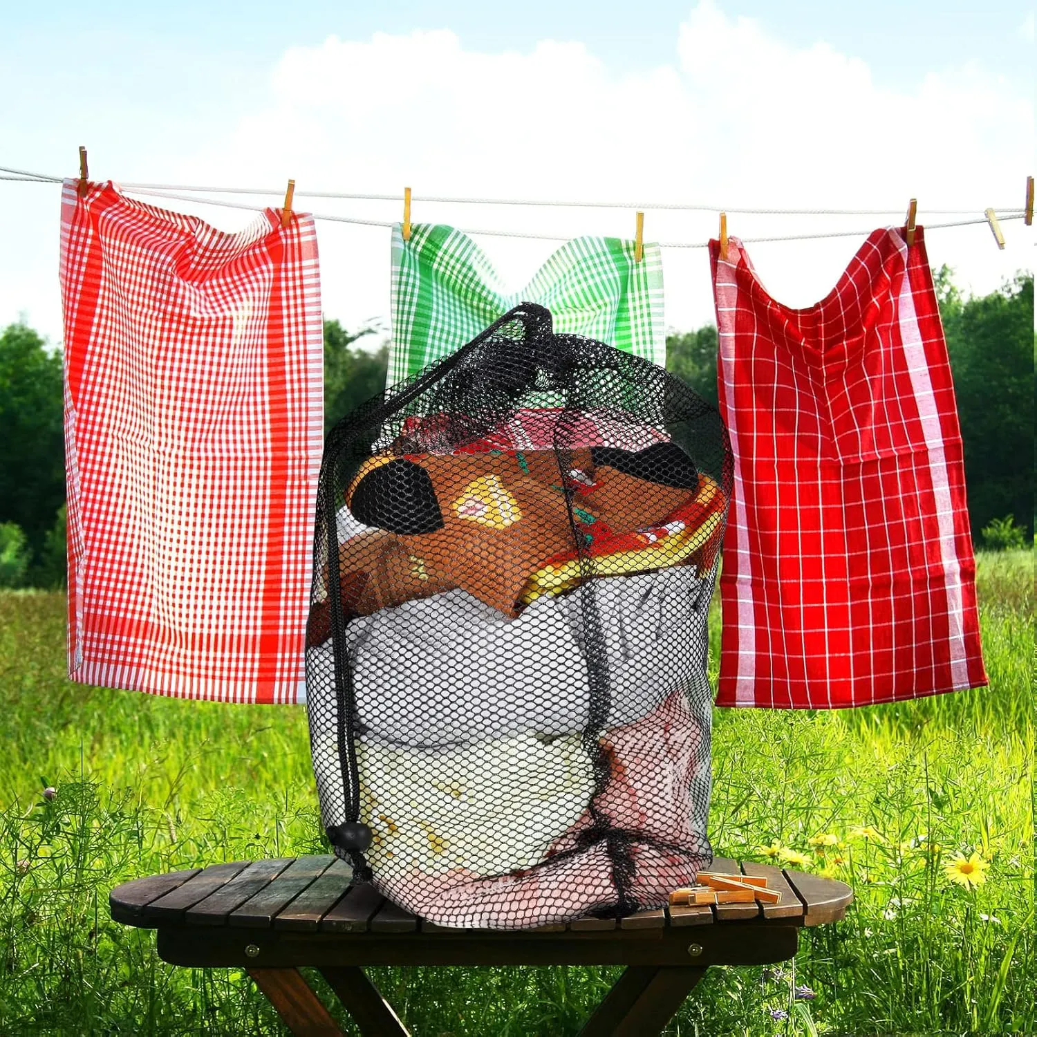 TecUnite 10 Pcs Mesh Bags Drawstring Laundry Bags Large Nylon Mesh Gift Dishwasher Bag with Sliding Drawstring for Kitchen Jewelry Gifts Wedding Favor Home(12 x 16 Inch,Black)