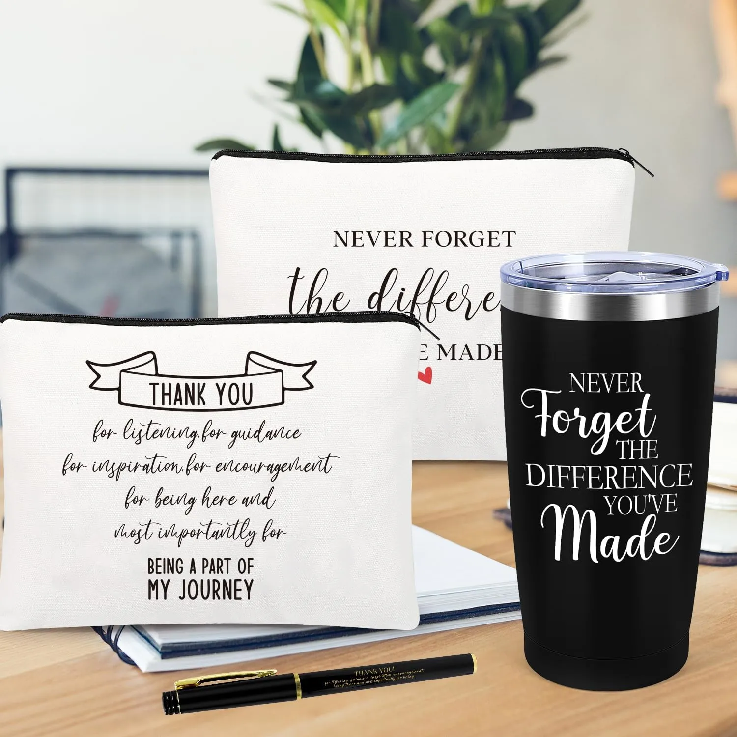 Thank You Gifts For Women, Administrative Professional Day Gifts for Coworkers Employee Boss Lady Manager Nurse Teacher Appreciation Gift, 6 Set Inspirational Team Staff Gift Tumbler Makeup Bags Pen