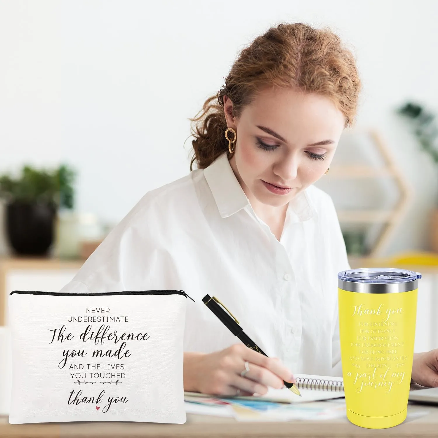 Thank You Gifts For Women, Administrative Professional Day Gifts for Coworkers Employee Boss Lady Manager Nurse Teacher Appreciation Gift, 6 Set Inspirational Team Staff Gift Tumbler Makeup Bags Pen