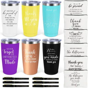 Thank You Gifts For Women, Administrative Professional Day Gifts for Coworkers Employee Boss Lady Manager Nurse Teacher Appreciation Gift, 6 Set Inspirational Team Staff Gift Tumbler Makeup Bags Pen
