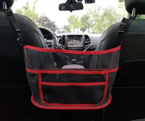 The Latest Car Net Pocket Handbag Holder, Driver Storage Netting Pouch for Purses and Bags, Safe Driving (Upgrade Red)