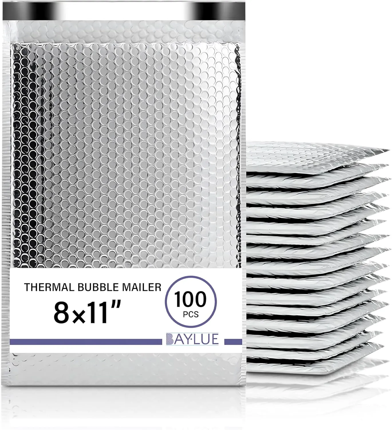 Thermal Bubble Mailer 8"x11" - 100 Pack Bulk | Metallic Bubble Mailers #2| Insulated Mailers for Cold Shipping | Waterproof Thermal Foil Shipping Envelopes | Secure Cold Shipping Bags