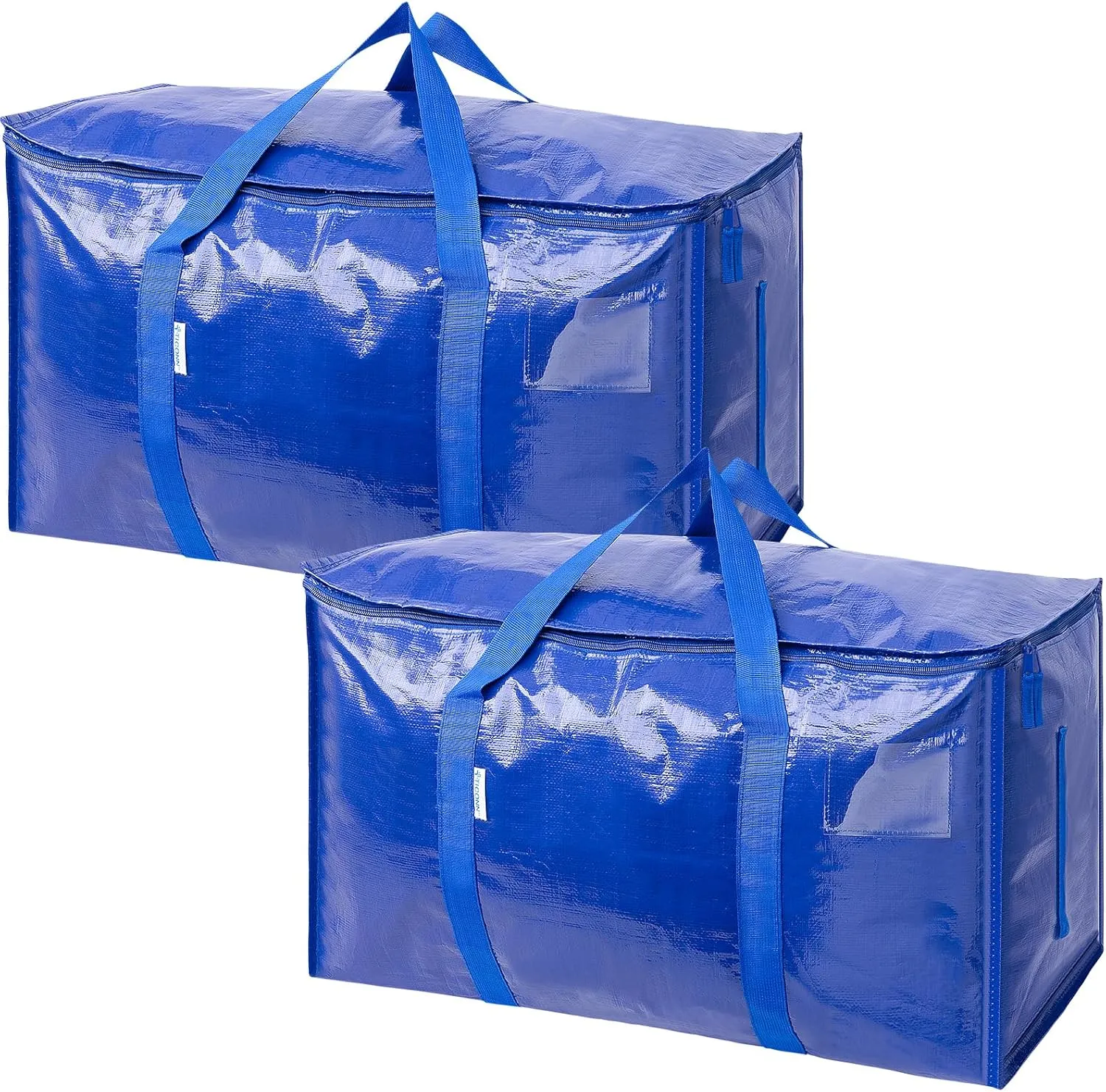 TICONN 2 Pack Extra Large Moving Bags with Zippers & Carrying Handles, Heavy-Duty Storage Tote Moving Boxes for Space Saving (2 PK, 18 Gallon)