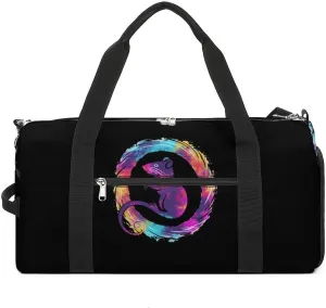 Tie Dye Rat Silhouette Gym Bag for Women Men Lightweight Duffel Bag Travel Tote Bag Sports Bag with Shoulder Strap