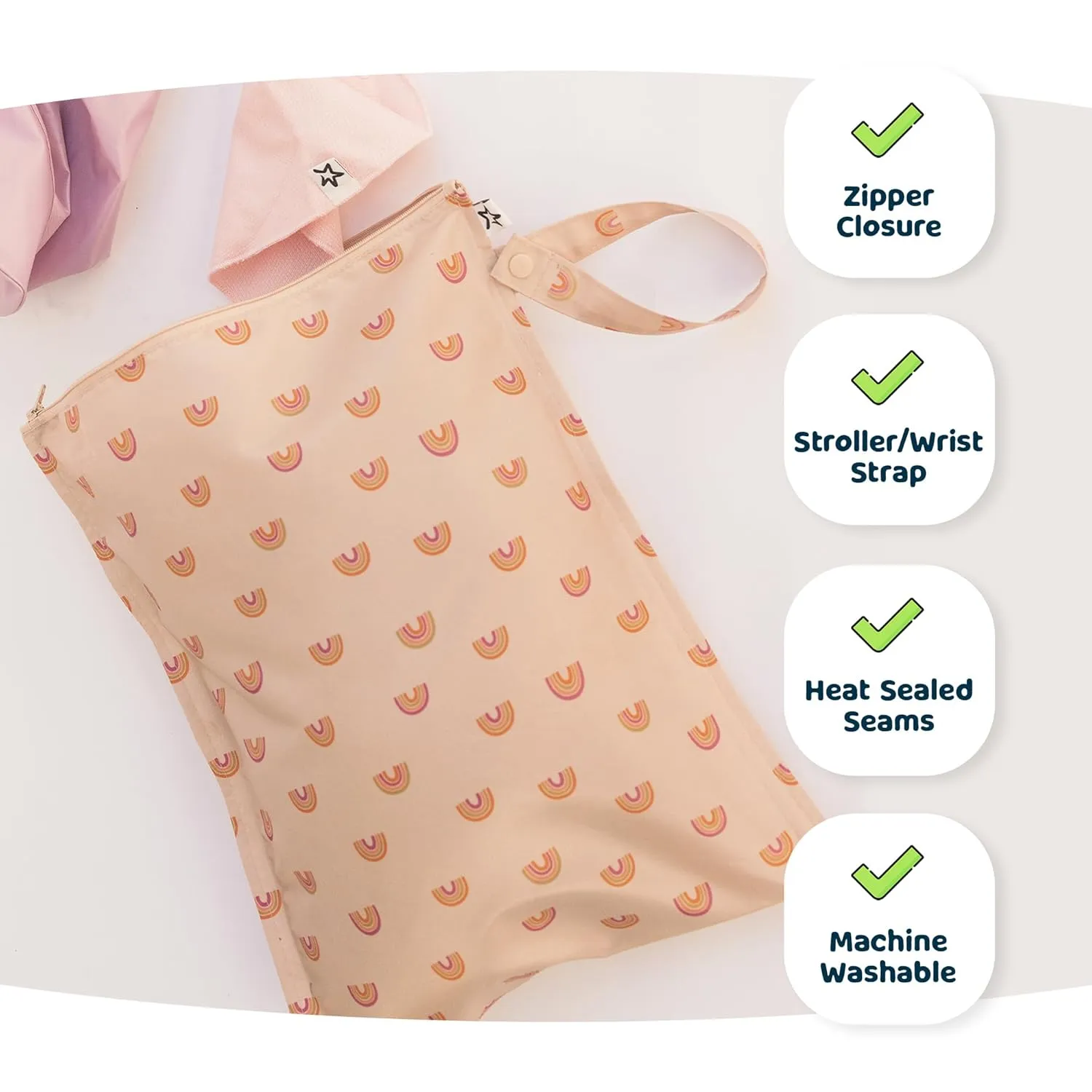 Tiny Twinkle Mess-proof Waterproof Wet Dry Bag | 2 Pack Reusable for Swimsuits, Gym & Baby Clothes | Leakproof Wet Clothes Bag, Beach Travel Essentials (Flutter)