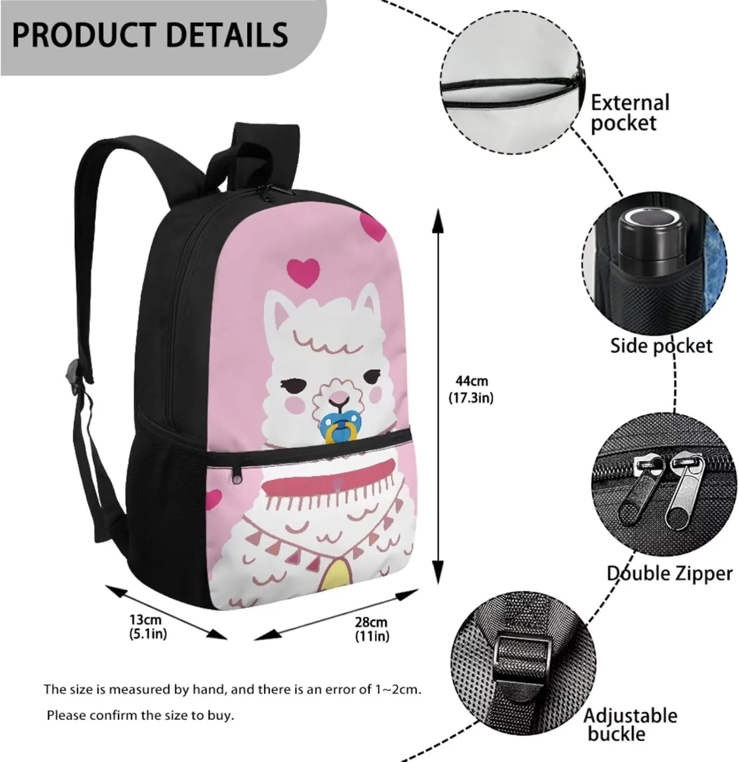 TOADDITDO Alpaca Backpacks Cute for 8 Year Old Girls Preppy School Bag Set with Lunchbox and Pencil Case Elementary School Large Bookbags Large Capacity Travel Duffel Bag Laptop Backpacks Daycare Bag
