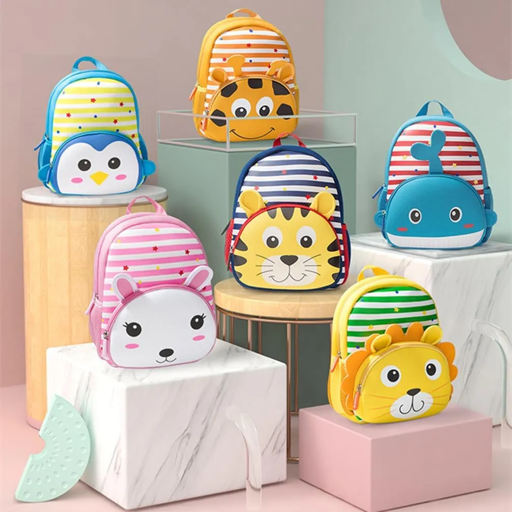 Toddler Backpack Neoprene Zoo Kids Casual Backpack Water Resistance Kindergarten Preschool Bags for Little Boys Girls (Dinosaur Green)