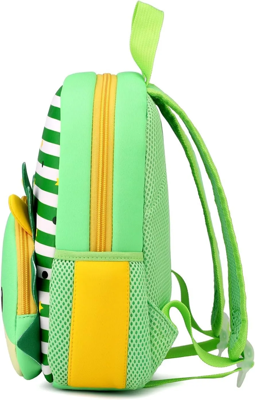 Toddler Backpack Neoprene Zoo Kids Casual Backpack Water Resistance Kindergarten Preschool Bags for Little Boys Girls (Dinosaur Green)