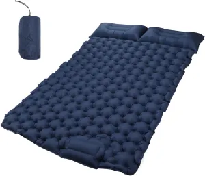 Topyond Double Inflatable Camping Sleeping Pads with Pillow, Camping Mat for Outdoor Adventures, Waterproof Nylon Sleeping Mat