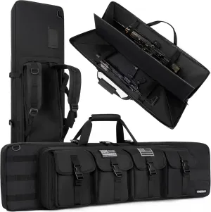 TORIBIO Double Rifle Case Soft Bag 34" 36" 42" 48'' 51“ 55” Gun Case Tactical for Rifle Pistol Firearm Storage, Transportation and Hunting Shooting Range, Rifle Backpack