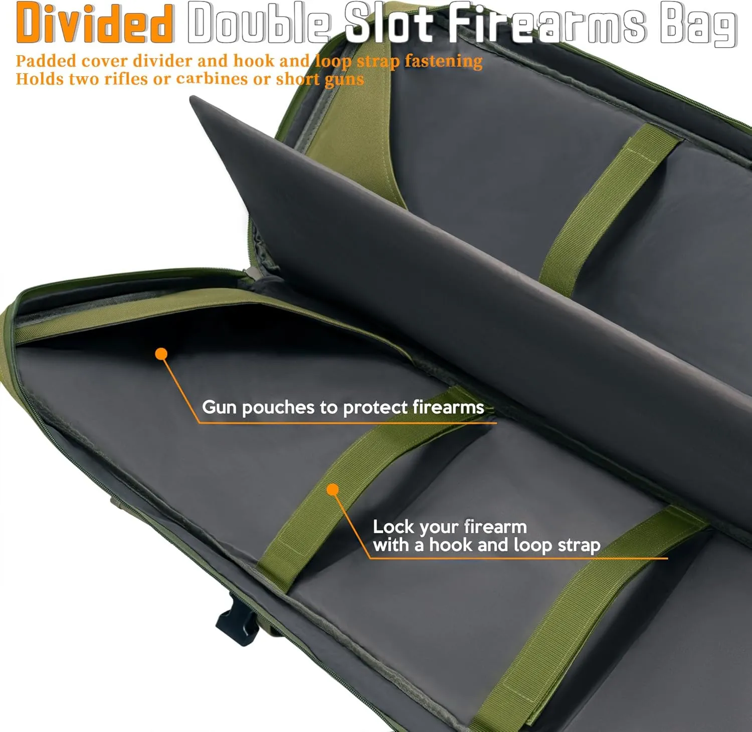 TORIBIO Double Rifle Case Soft Bag 34" 36" 42" 48'' 51“ 55” Gun Case Tactical for Rifle Pistol Firearm Storage, Transportation and Hunting Shooting Range, Rifle Backpack