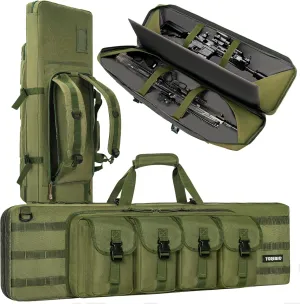 TORIBIO Double Rifle Case Soft Bag 34" 36" 42" 48'' 51“ 55” Gun Case Tactical for Rifle Pistol Firearm Storage, Transportation and Hunting Shooting Range, Rifle Backpack