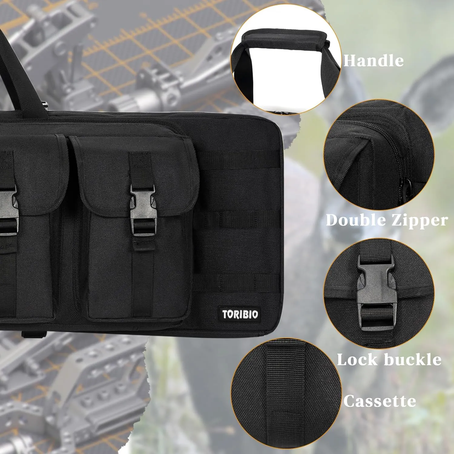TORIBIO Double Rifle Case Soft Bag 34" 36" 42" 48'' 51“ 55” Gun Case Tactical for Rifle Pistol Firearm Storage, Transportation and Hunting Shooting Range, Rifle Backpack