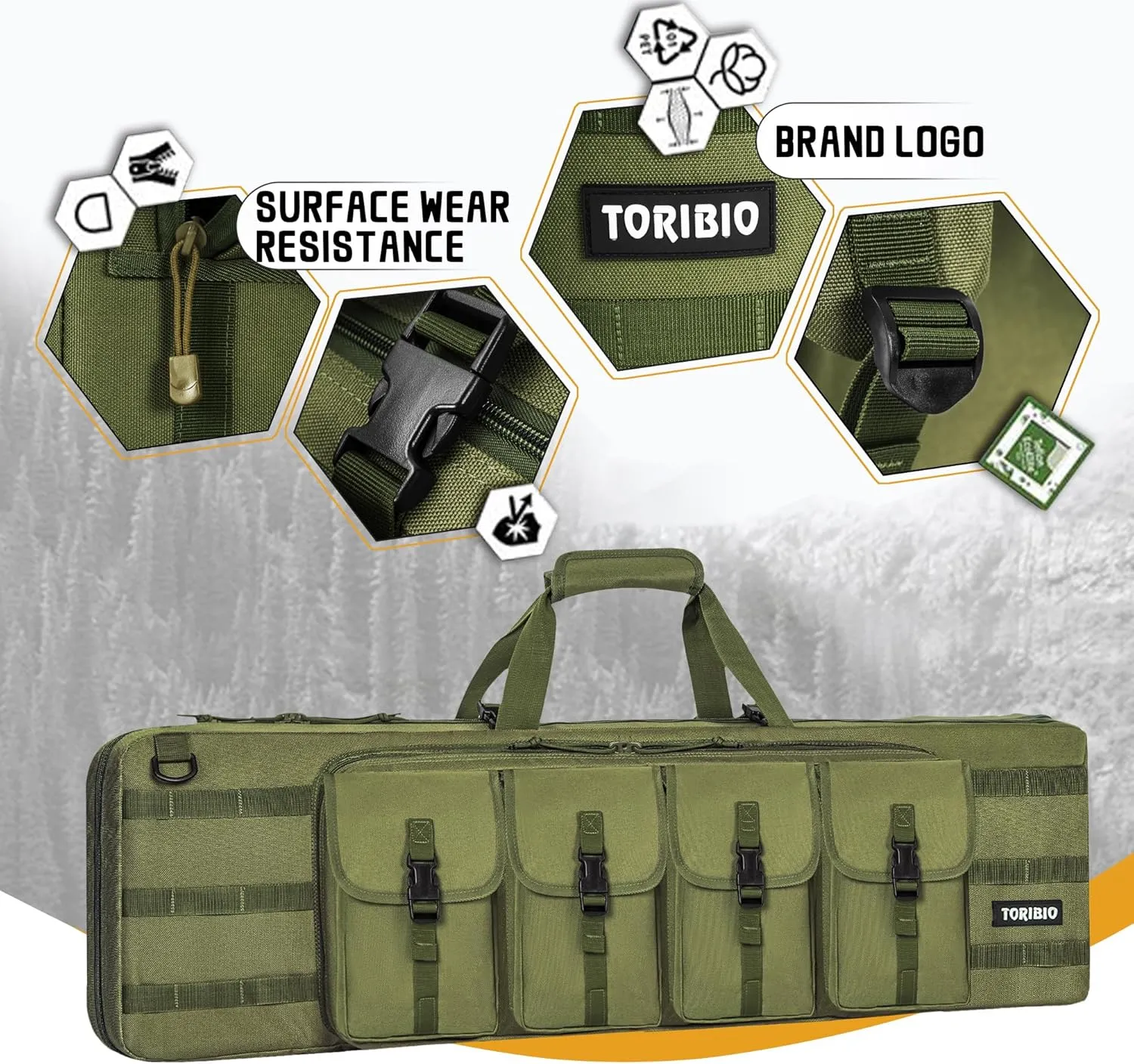 TORIBIO Double Rifle Case Soft Bag 34" 36" 42" 48'' 51“ 55” Gun Case Tactical for Rifle Pistol Firearm Storage, Transportation and Hunting Shooting Range, Rifle Backpack