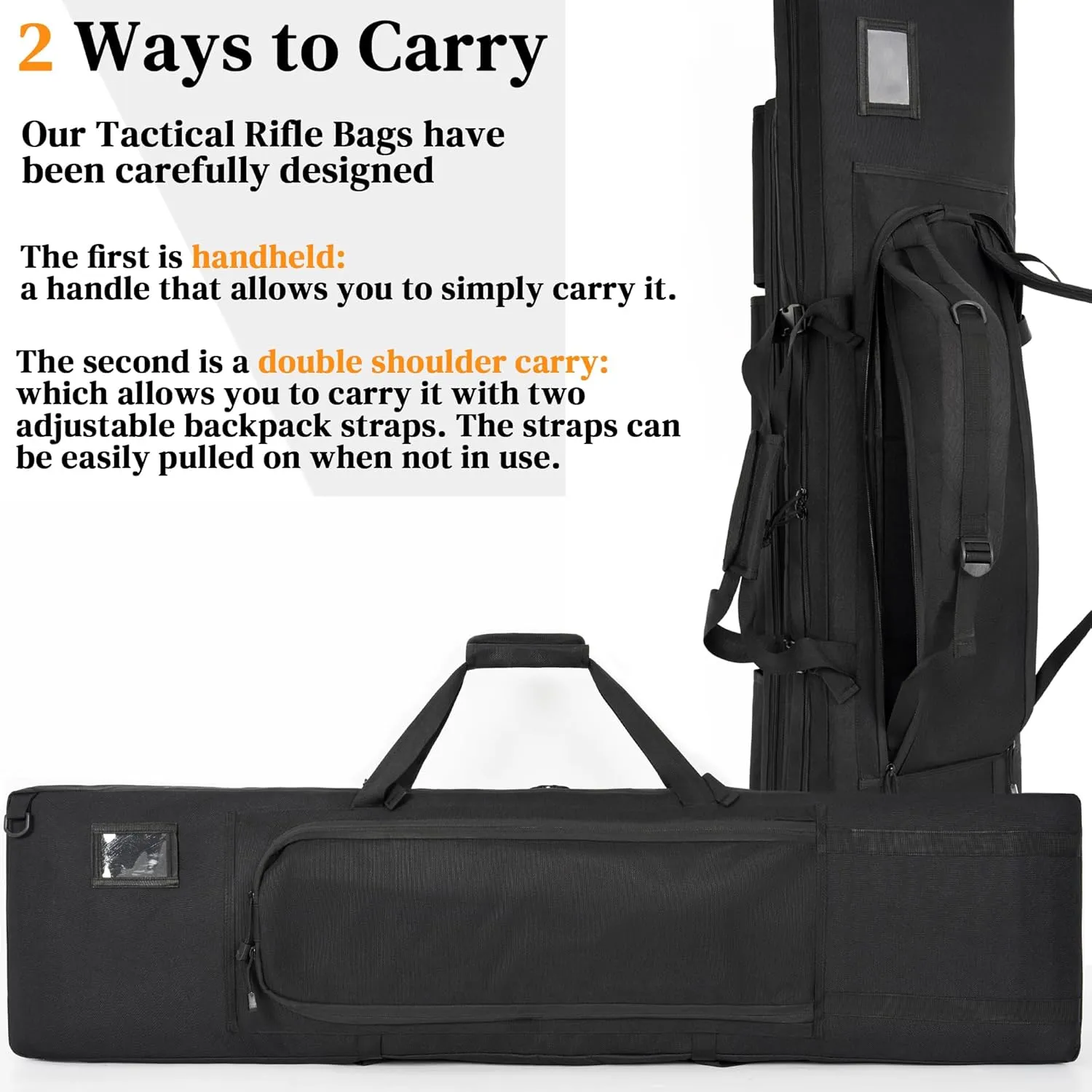 TORIBIO Double Rifle Case Soft Bag 34" 36" 42" 48'' 51“ 55” Gun Case Tactical for Rifle Pistol Firearm Storage, Transportation and Hunting Shooting Range, Rifle Backpack