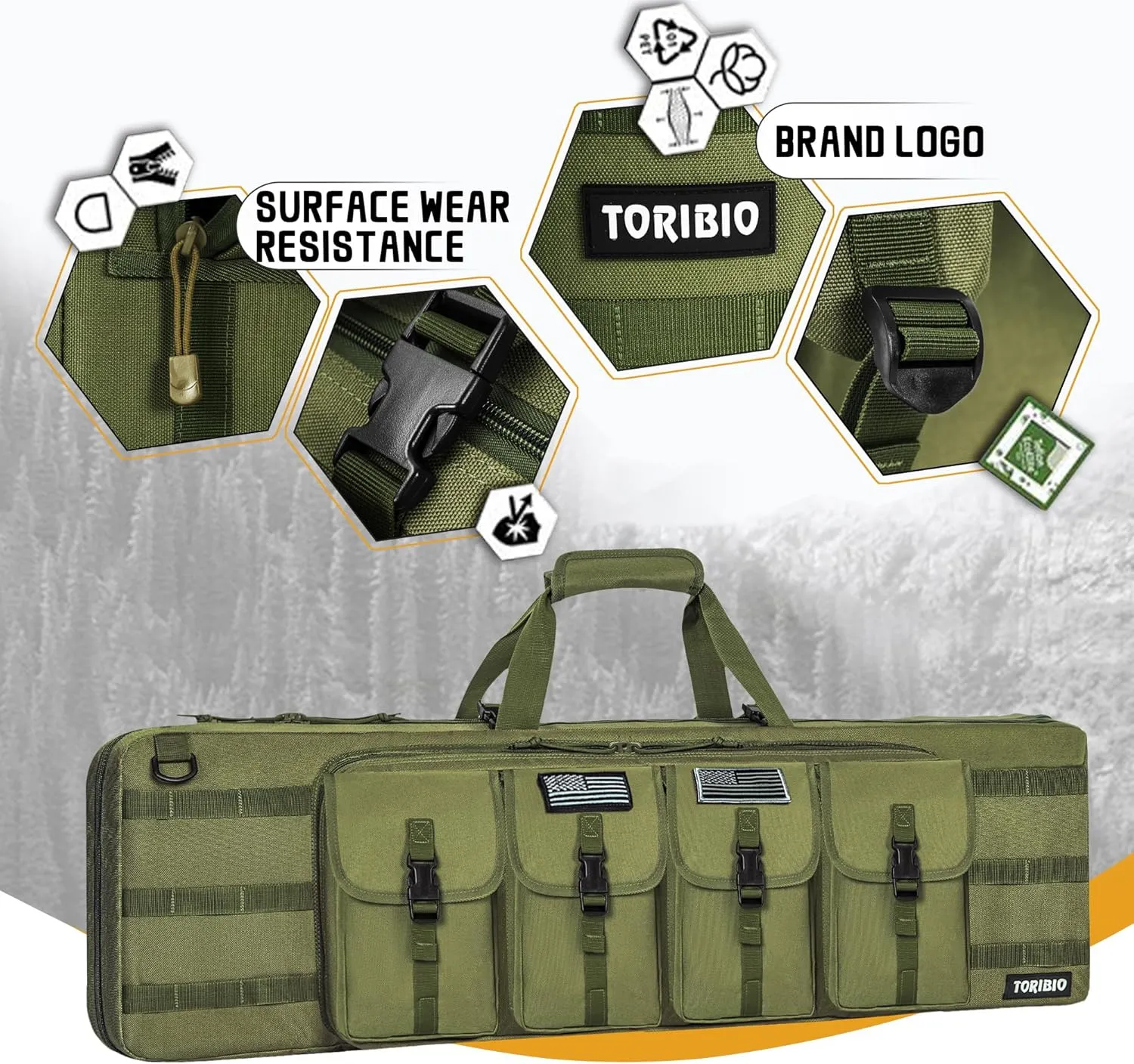 TORIBIO Double Rifle Case Soft Bag 34" 36" 42" 48'' 51“ 55” Gun Case Tactical for Rifle Pistol Firearm Storage, Transportation and Hunting Shooting Range, Rifle Backpack