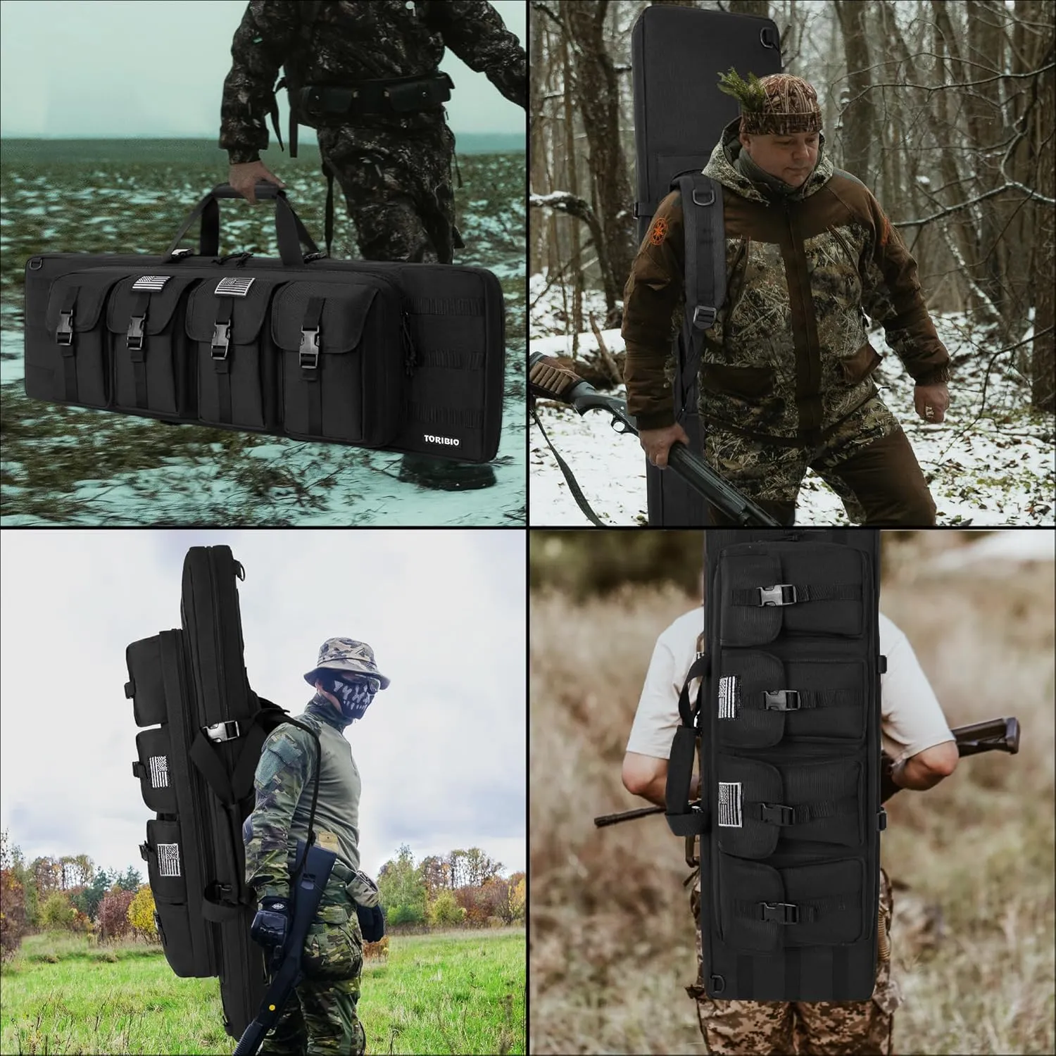 TORIBIO Double Rifle Case Soft Bag 34" 36" 42" 48'' 51“ 55” Gun Case Tactical for Rifle Pistol Firearm Storage, Transportation and Hunting Shooting Range, Rifle Backpack