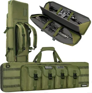 TORIBIO Double Rifle Case Soft Bag 34" 36" 42" 48'' 51“ 55” Gun Case Tactical for Rifle Pistol Firearm Storage, Transportation and Hunting Shooting Range, Rifle Backpack