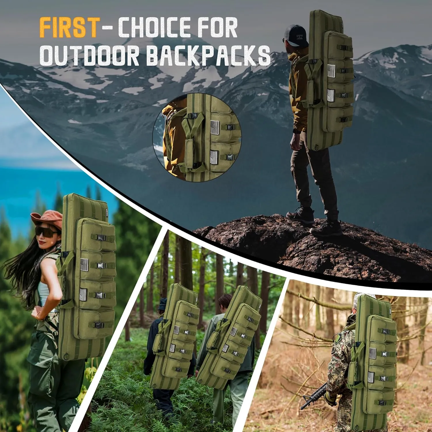 TORIBIO Double Rifle Case Soft Bag 34" 36" 42" 48'' 51“ 55” Gun Case Tactical for Rifle Pistol Firearm Storage, Transportation and Hunting Shooting Range, Rifle Backpack