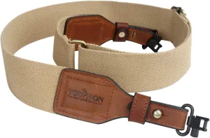 TOURBON Shooting Comfortable Rifle Sling Gun Carrying Strap with Swivel Cotton Webbing with Leather