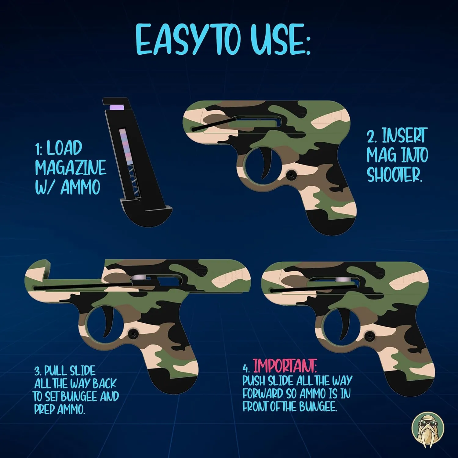 Toy Gun That Shoots Candy - The Smartee Shooter - Shoots Fast and Far - Over 40 feet & Over 70 fps. Working Magazine & Slide. 5 Packs of Candy & 20 Pieces of Plastic Ammo. (Arctic Camo)