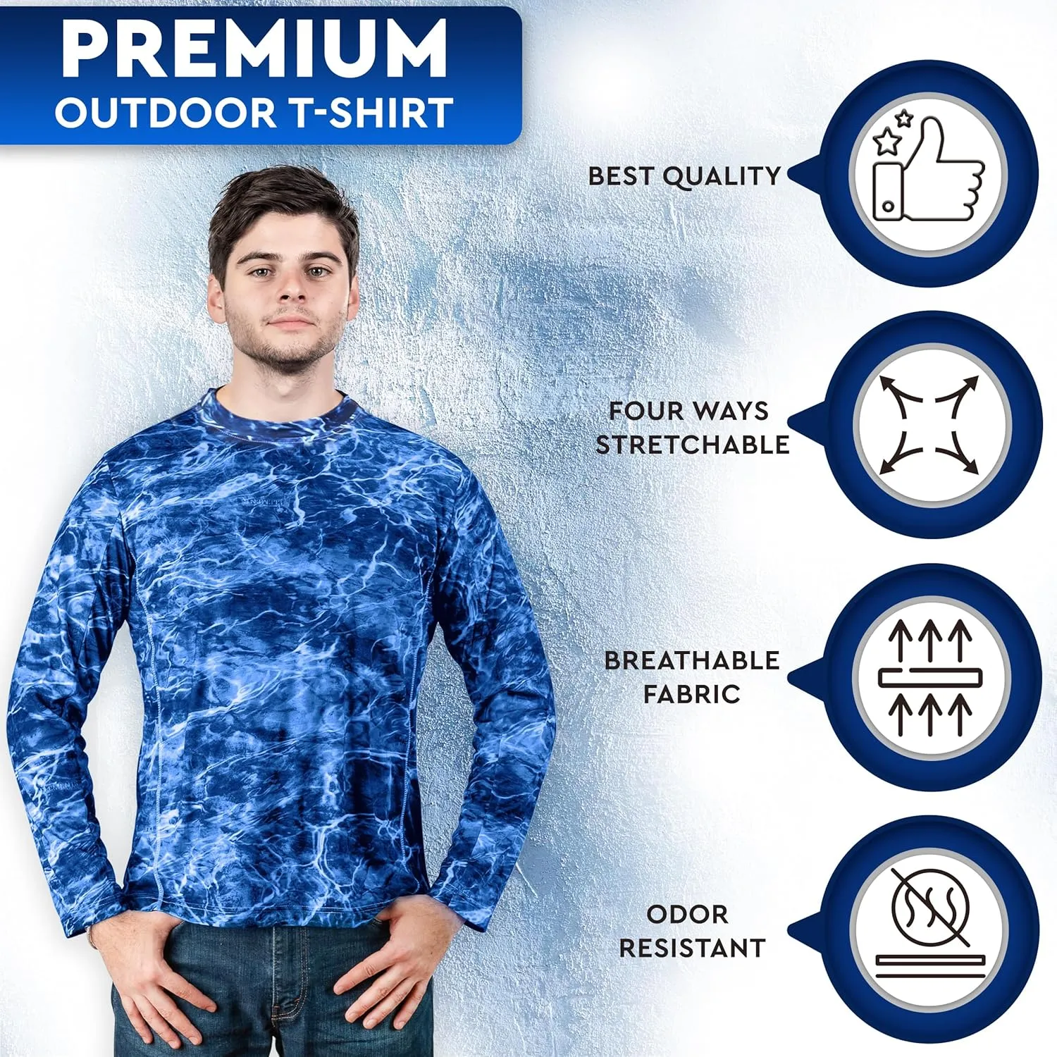 TrailCrest UPF 50 Long Sleeve Men cAMO Fishing Shirts for Men | Mossy Oak 4 Ways Stretch Vented Performance Lightweight UV
