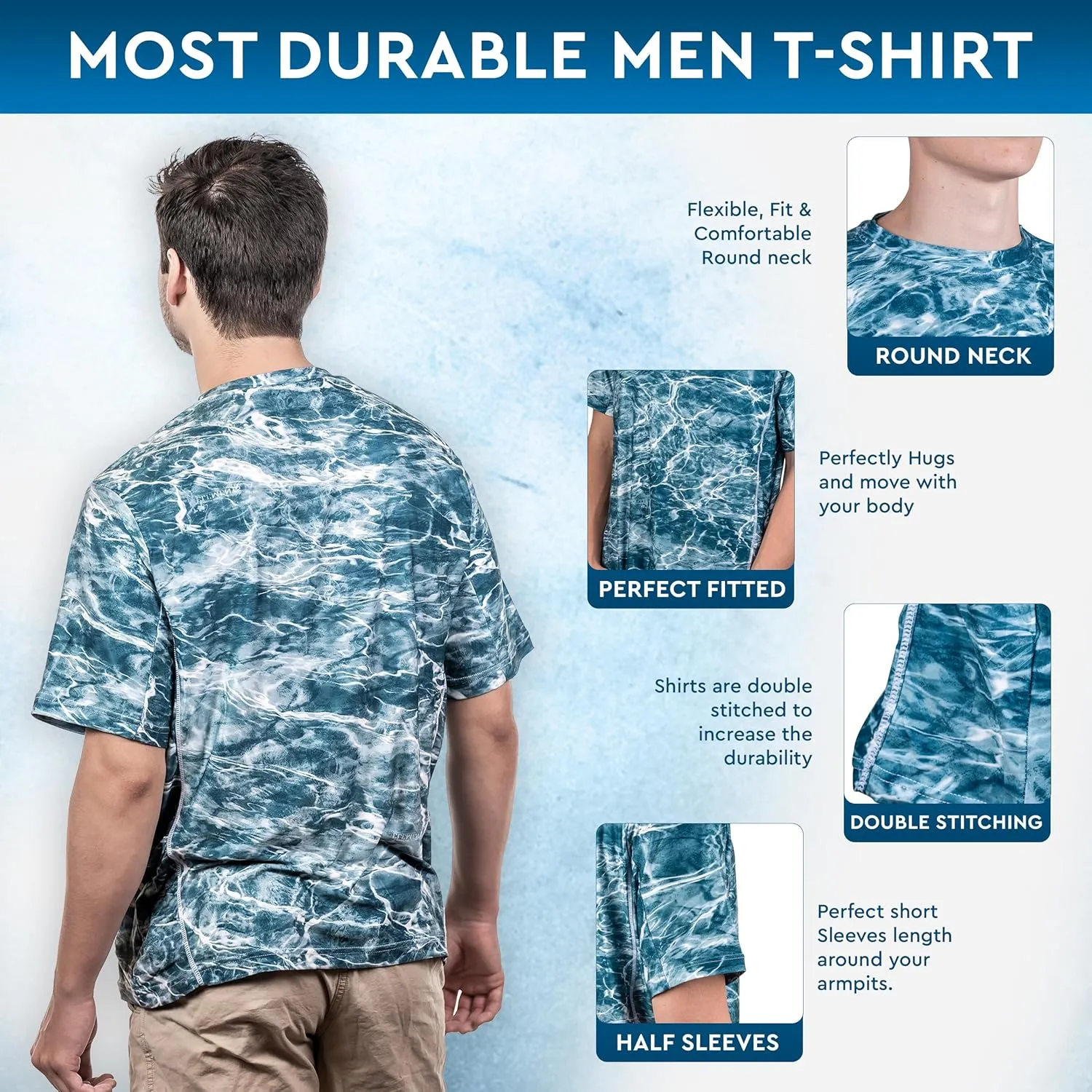 TrailCrest UPF 50 Long Sleeve Men cAMO Fishing Shirts for Men | Mossy Oak 4 Ways Stretch Vented Performance Lightweight UV