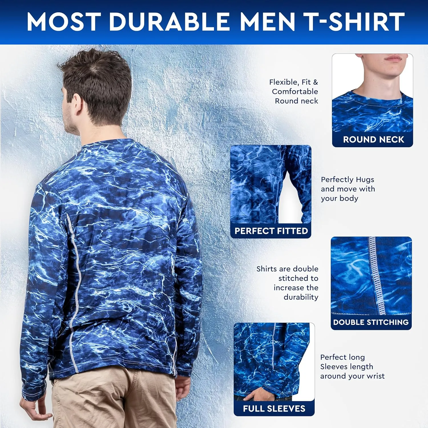 TrailCrest UPF 50 Long Sleeve Men cAMO Fishing Shirts for Men | Mossy Oak 4 Ways Stretch Vented Performance Lightweight UV