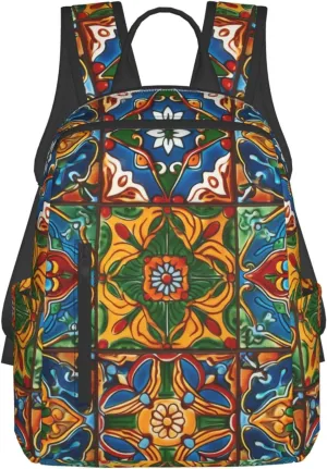 Travel Backpack Mexican Ceramic Tile Laptop Backpack Lightweight Computer Bag Gift for Women Men Hiking Daypack