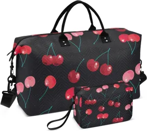Travel Duffel Bag 2 pcs Sports Tote Gym Bag Quilted Luggage Set Large Carry-On Overnight Bag Weekend Travel Bag for Women Men
