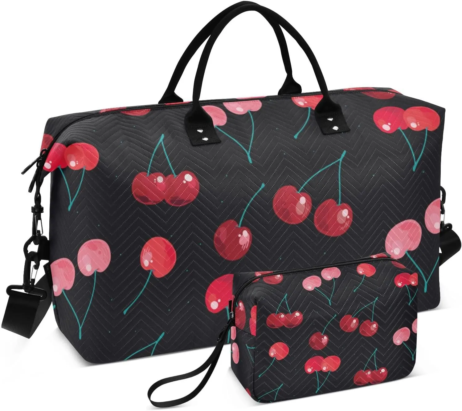 Travel Duffel Bag 2 pcs Sports Tote Gym Bag Quilted Luggage Set Large Carry-On Overnight Bag Weekend Travel Bag for Women Men