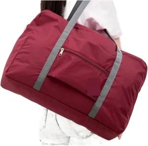 Travel Duffel Bags Nylon Foldable Travel Bag Unisex Large Capacity Bag Luggage Women WaterProof Handbags Men Duffle Bags(Rojo)