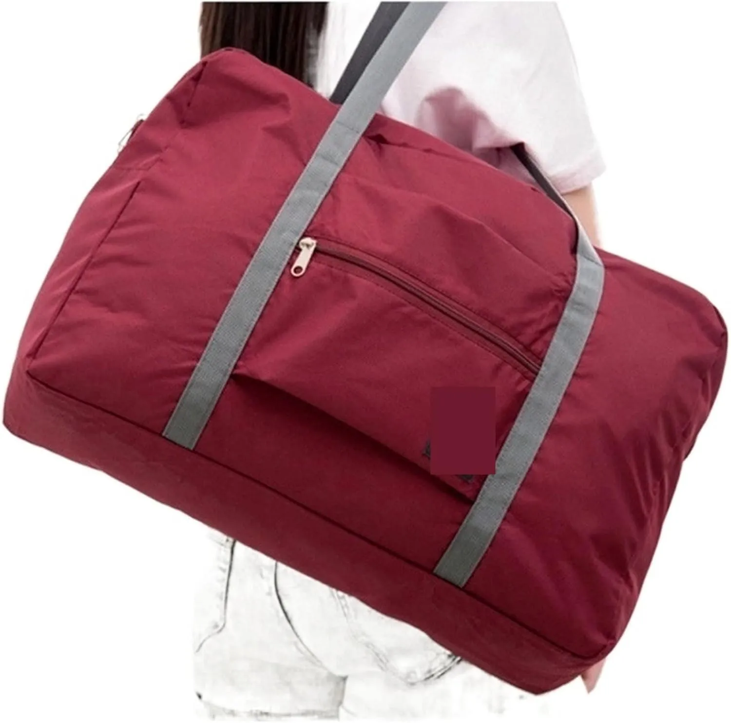 Travel Duffel Bags Nylon Foldable Travel Bag Unisex Large Capacity Bag Luggage Women WaterProof Handbags Men Duffle Bags(Rojo)