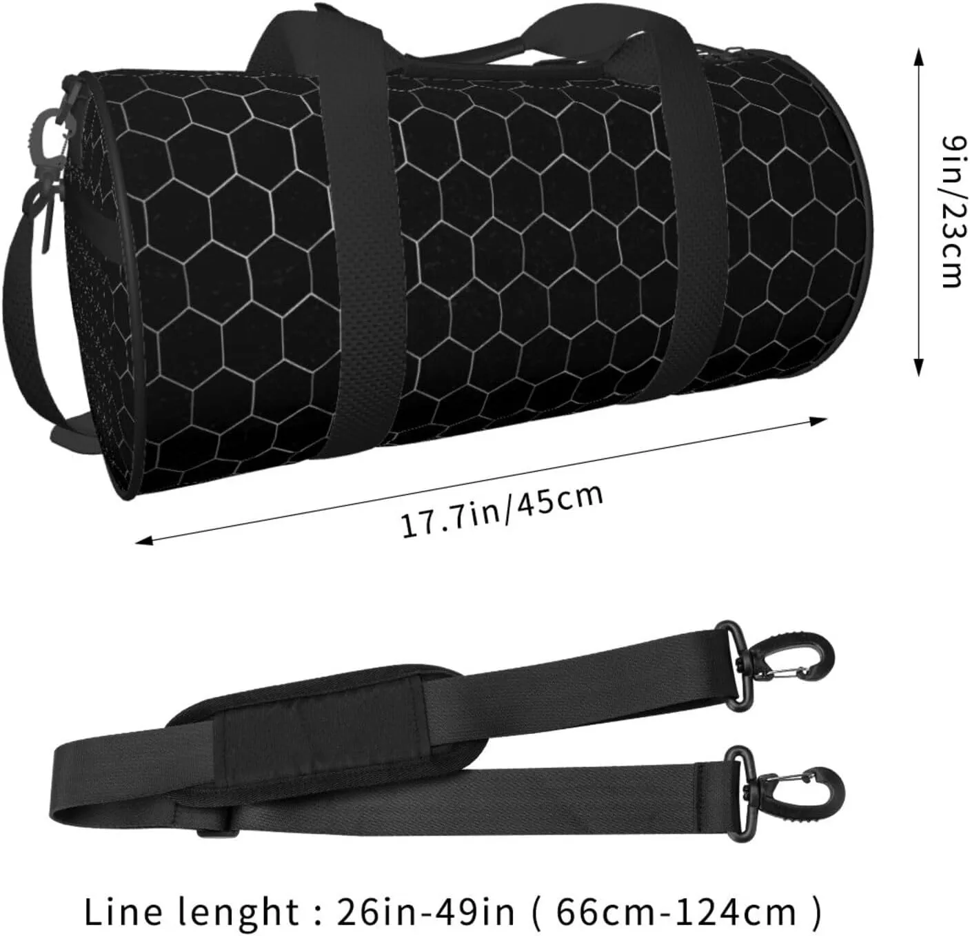 Travel Duffle Bag for Men Women, White Hexagonal Duffle Bags for Sport Gym Overnight Luggage