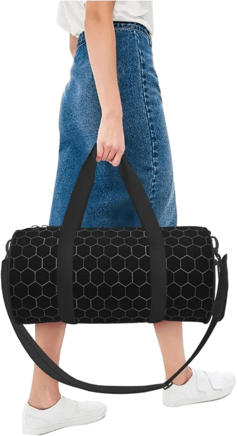 Travel Duffle Bag for Men Women, White Hexagonal Duffle Bags for Sport Gym Overnight Luggage