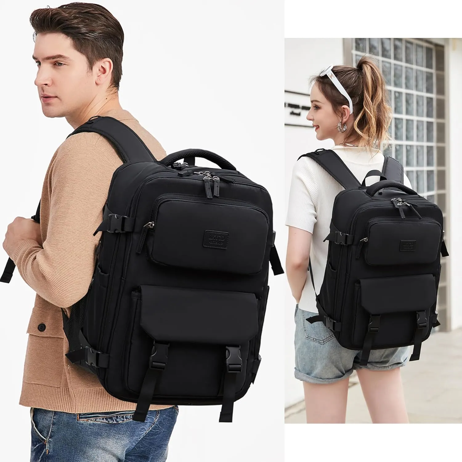 Travel Laptop Backpack, Business Work Backpacks Large College Bookbag for Women Men Water Resistant Daypack Airline Approved Gym Bag Fits 17 Inch Notebook & Laptops - Black