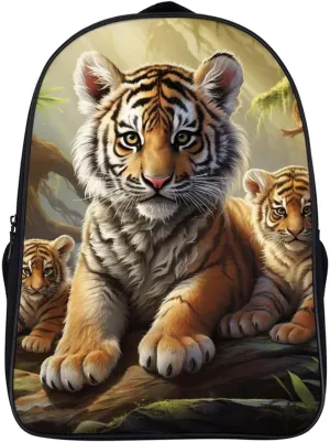 Travel Laptop Backpack Jungle Tigers Cub Backpack for Men Women Casual Daypack Computer Bag for Hiking Business