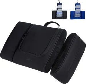 Travel Toiletry Bag for Women and Men - Hanging Cosmetic Travel Bag w/ 3 Detachable Organizer, Durable Hygiene Bag, Hanging Toiletry Bag Men or Makeup Case for Skincare - Black