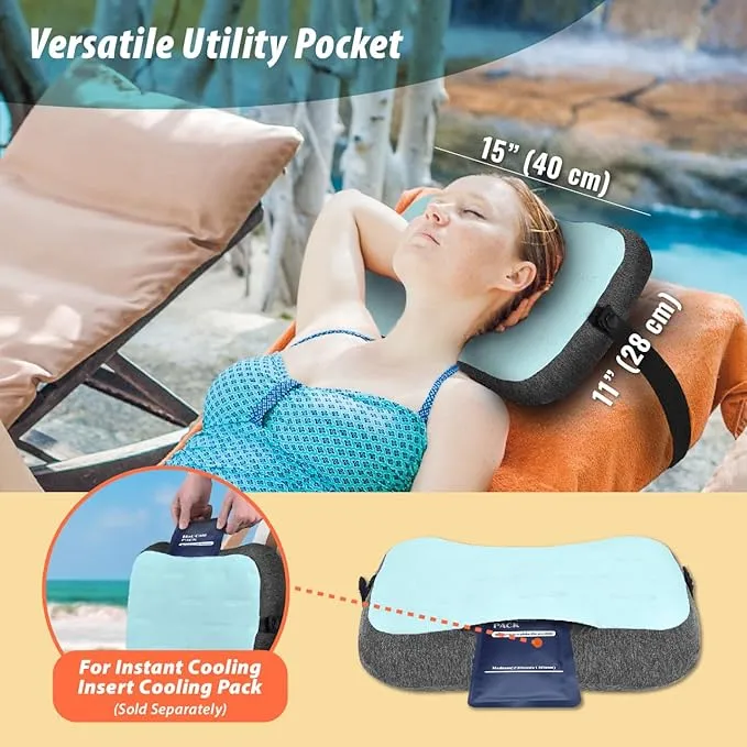 TREKOLOGY Inflatable Beach Pillow- Ultimate Comfort & Portability - Ergonomic Design - Compact Travel Pillow -ALUFT Mint SE