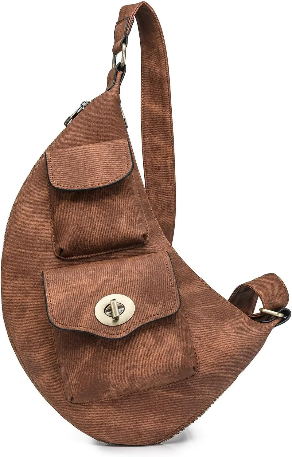 Trendy Crossbody Purse Chest Bag With Adjustable Guitar Strap For Handbags for Women Shoulder Bags (Brown, One Size)