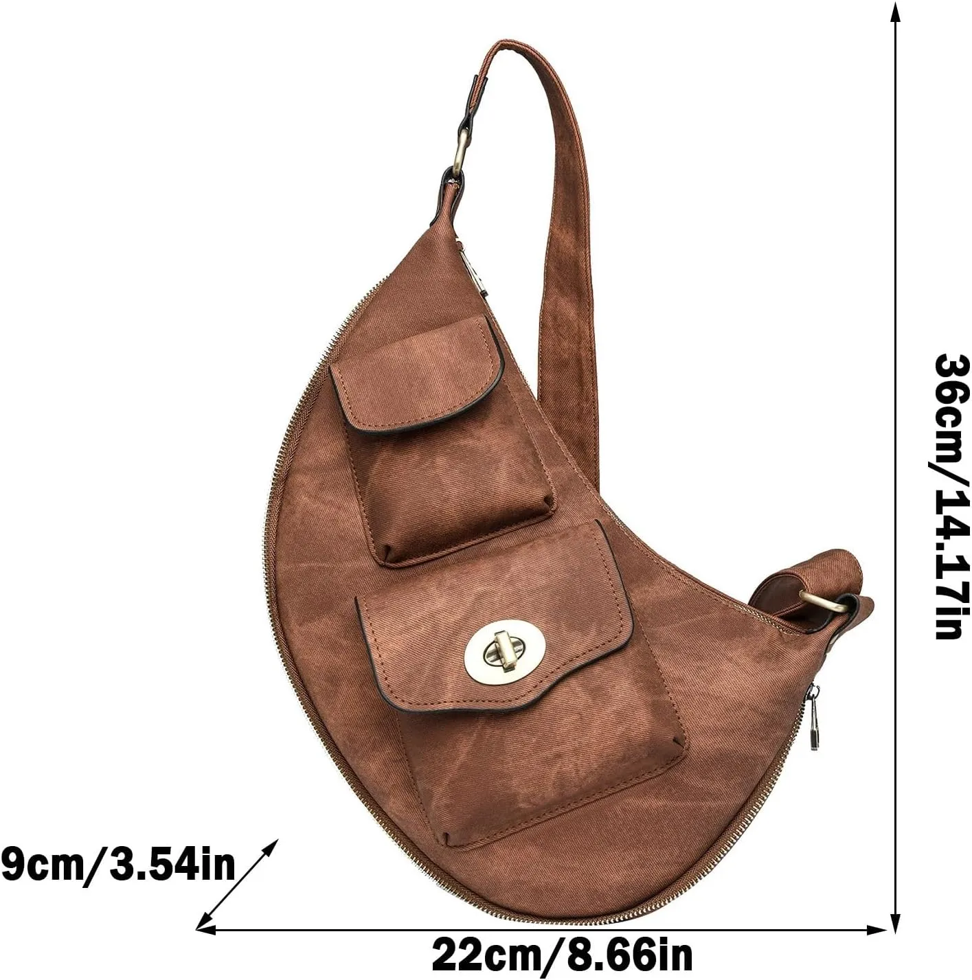 Trendy Crossbody Purse Chest Bag With Adjustable Guitar Strap For Handbags for Women Shoulder Bags (Brown, One Size)